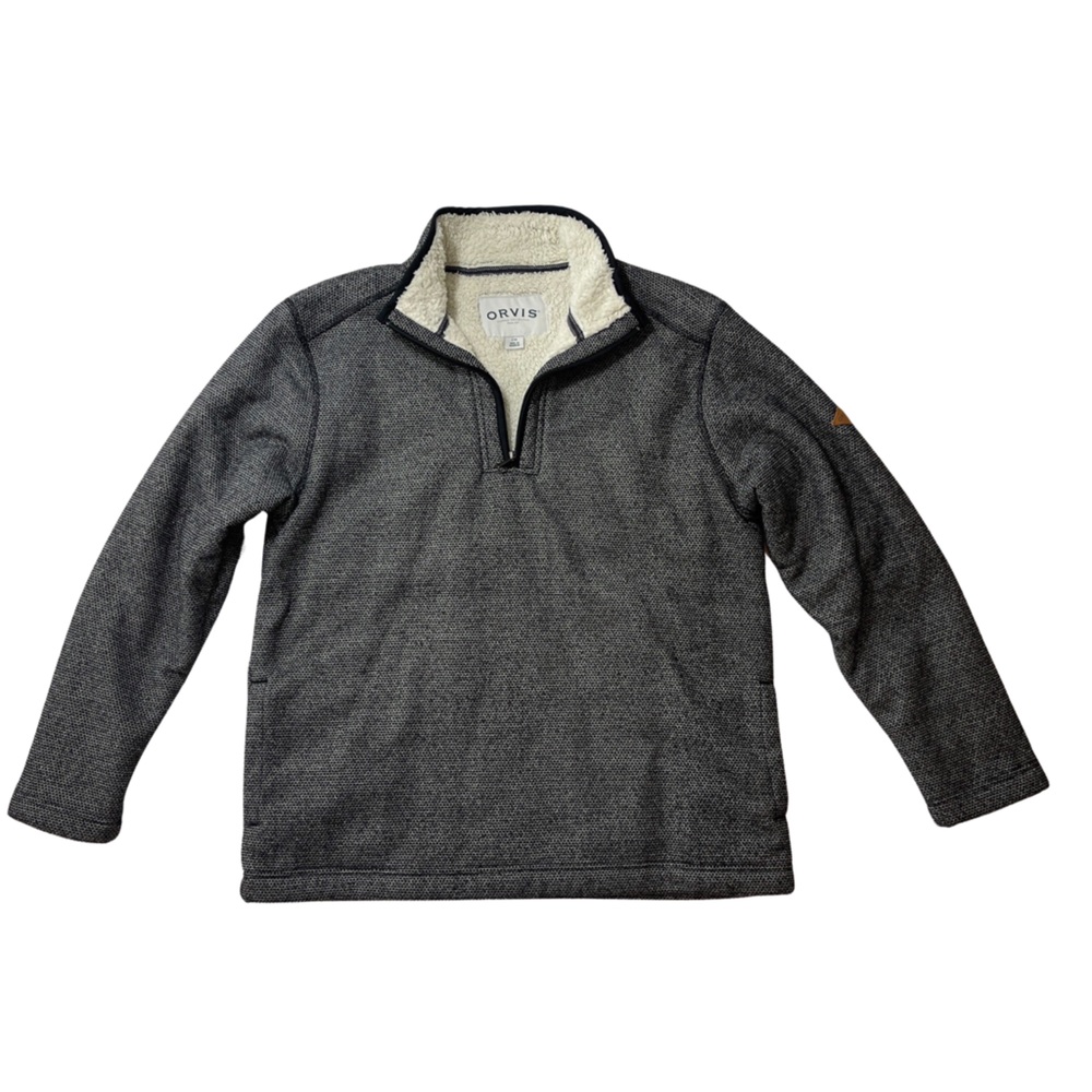 Orvis Men’s Sherpa Fleece Lined 1/4 Pullover in Charcoal Size L